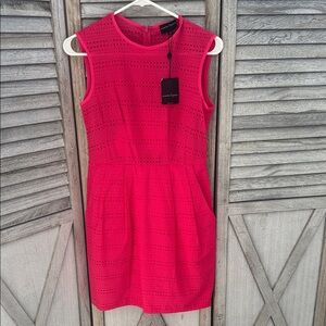 Nanette Lepore Silent Partner Shift Fiesta Pink Eyelet Fit-and-Flare Dress SZ 0